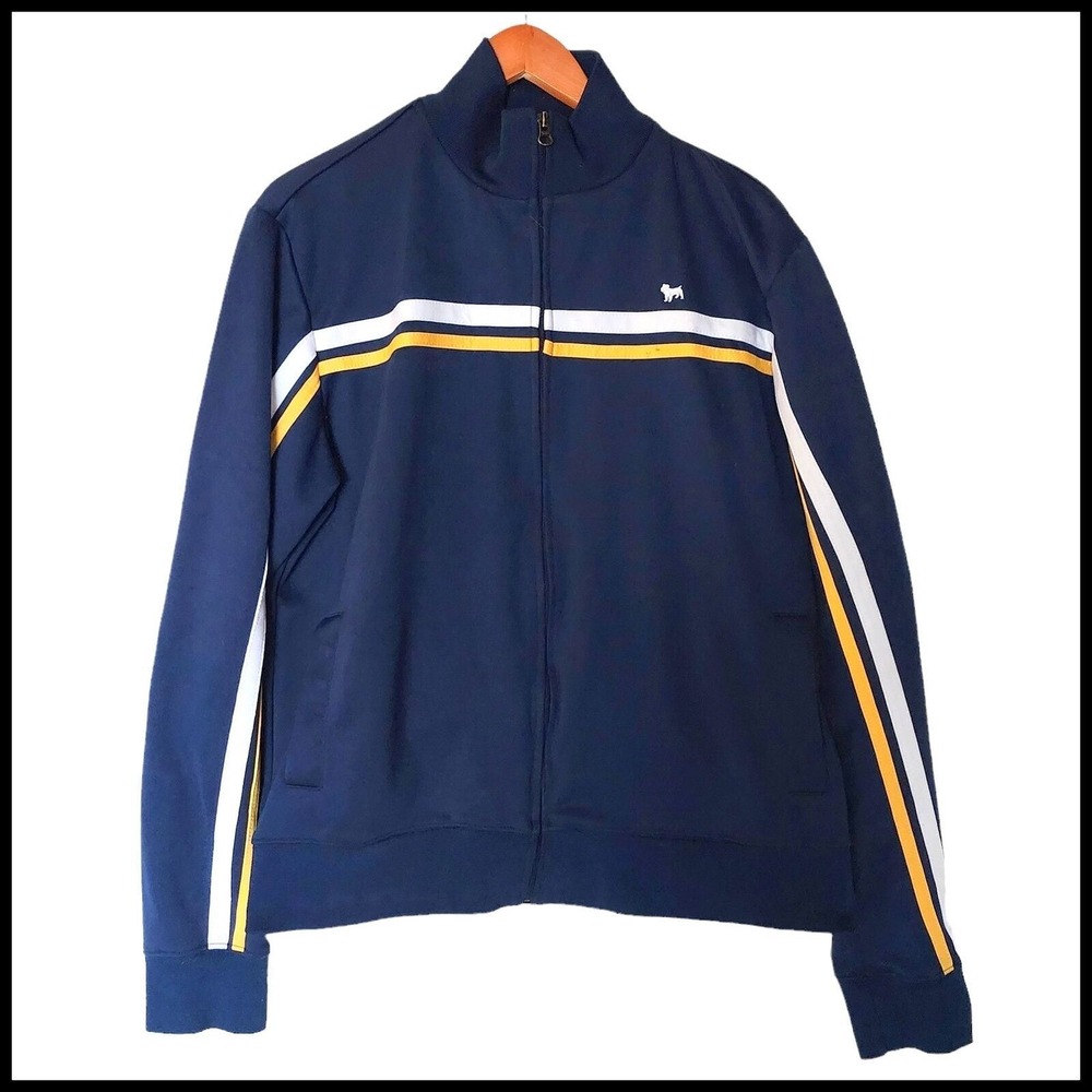 Aeropostale Track Jacket Men's L Blue Yellow White Stripped Athletic